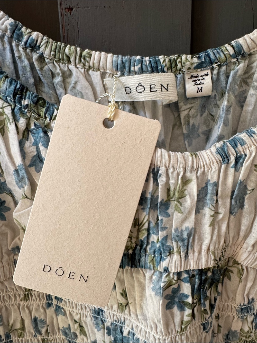 Doen Cream Maxi Dress with Blue and Green Floral Print - Picture 5 of 10